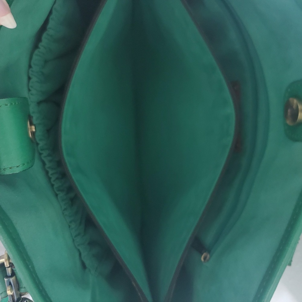 Patricia Nash Adeline Soft Green Leather Floral Embossed Tooled Tote Bag Brass - Picture 13 of 16